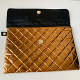 Younique Bronze/Gold Metallic Quilted Clutch/Makeup bag