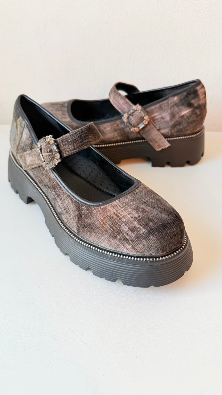 Patrizia By Spring Step Maryjana  Platform Shoes In Olive Multicolor Size 40