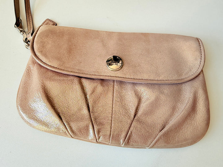Coach Champaign Leather Metallic Wristlet