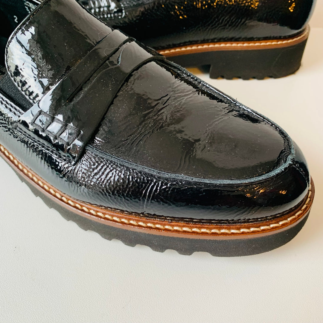 Mephisto Black Patent Leather Slip On Shoes Size 9.5