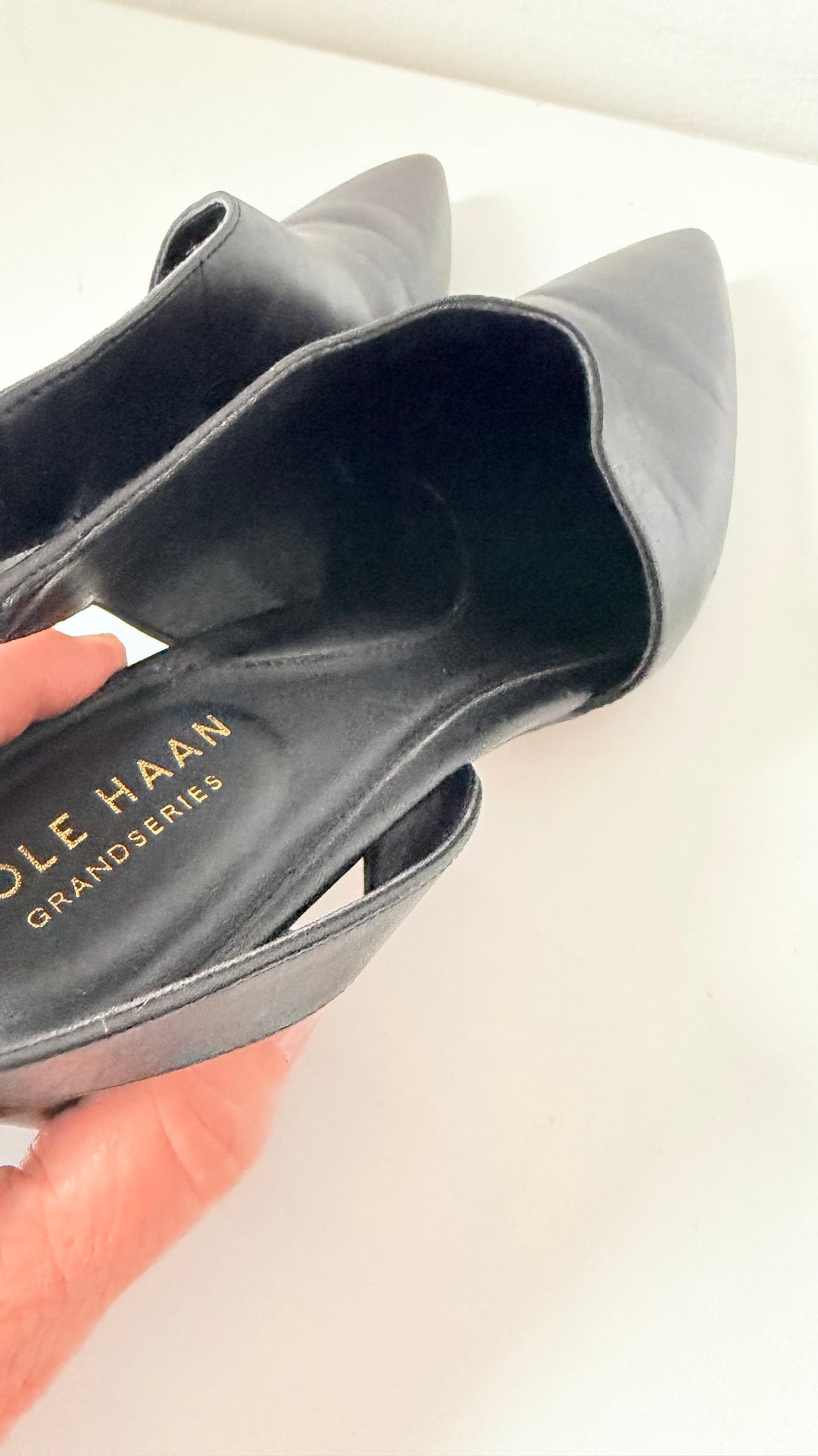 Cole Haan Grand Series Vania Black Leather Slingback Pumps Size 6.5