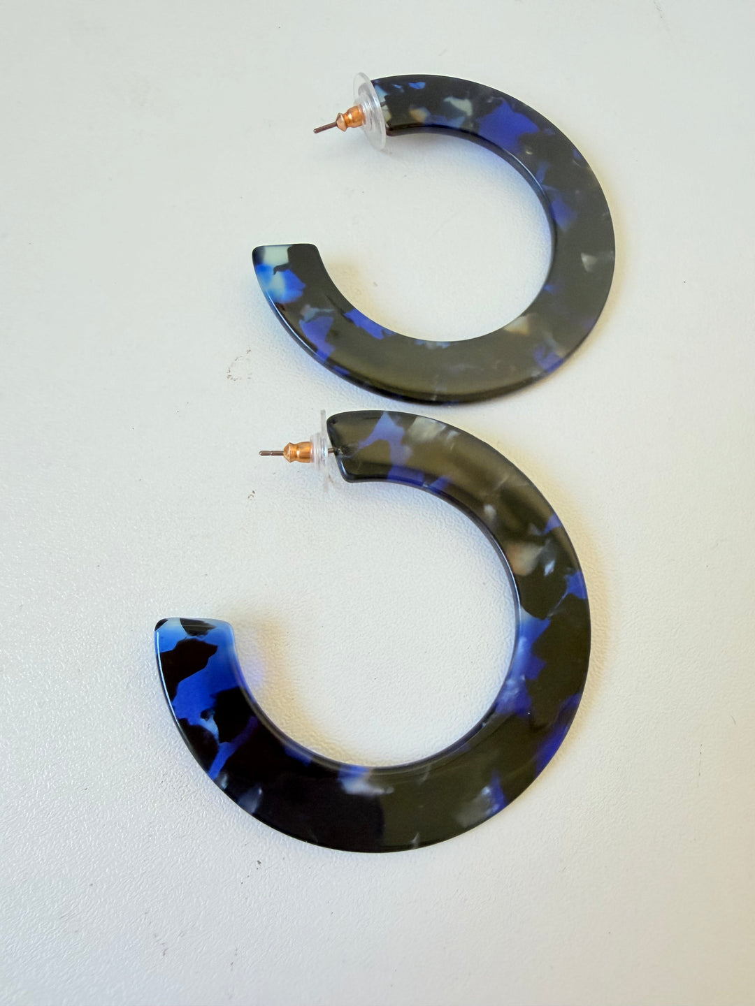 J. Crew Blue & Black Lucite Hoop Pierced Earrings