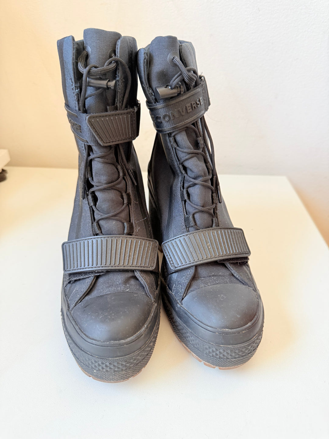 Converse Chuck Taylor All Star GR82 Black Patform Boots Extra High Size 6.5 Canvas Lace Up