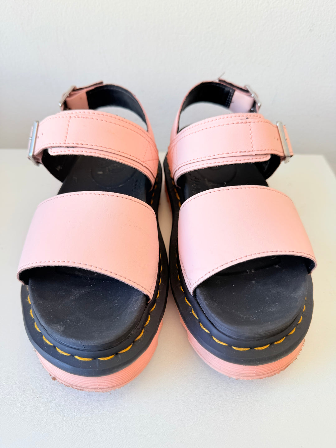 Doc Martens Voss Air Wear Hydro Leather Sandals In Pink Size 6