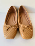 Nordstrom Tan Leather Quilted Ballet Flats Size 7.5W
