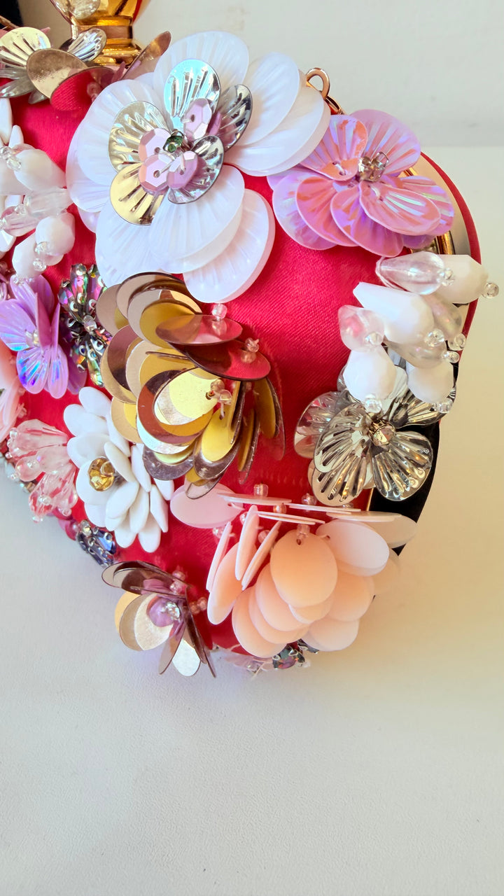 Floral Vibrant Red 3D Evening Bag/Clutch/Crossbody