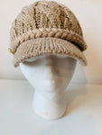 Calvin Klein Classic Knit Cable Paperboy Hat in Tan