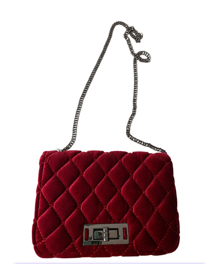 Burgundy Quilted Crossbody Handbag