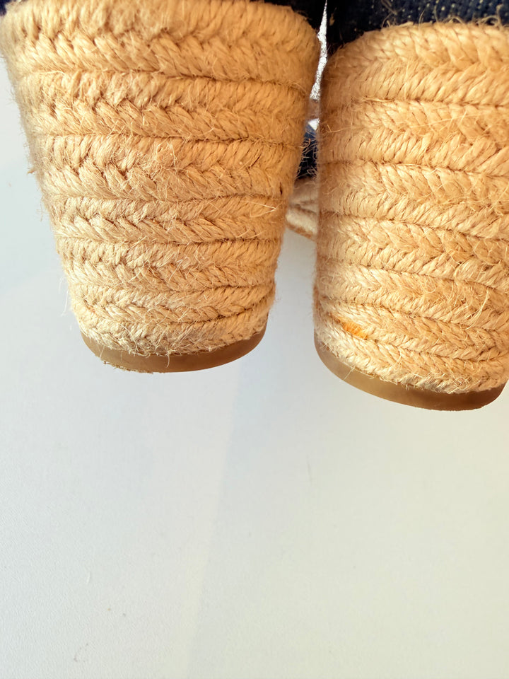 Pelle Moda Blue Jean Espadrille Wedge Ankle Strap Sandals Size 8