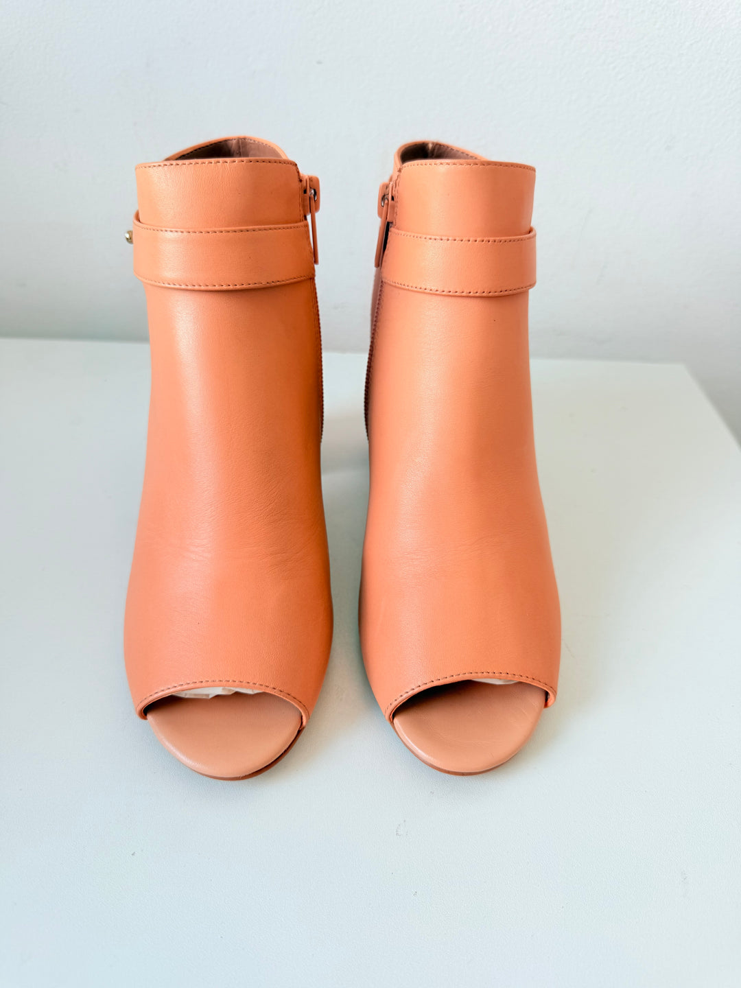 Firth Leather Light Peach Peep Toe Bootie The Shay Model Size 6.5