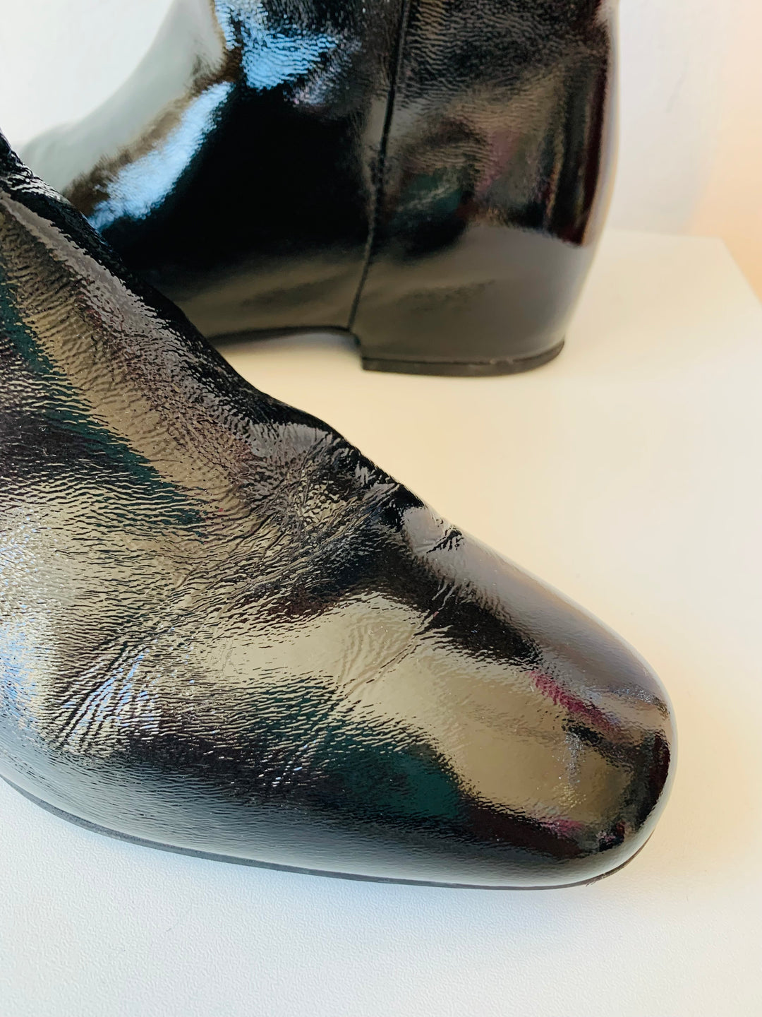 Aquatalia Ulyssa Black Patent Leather Boots Size 8