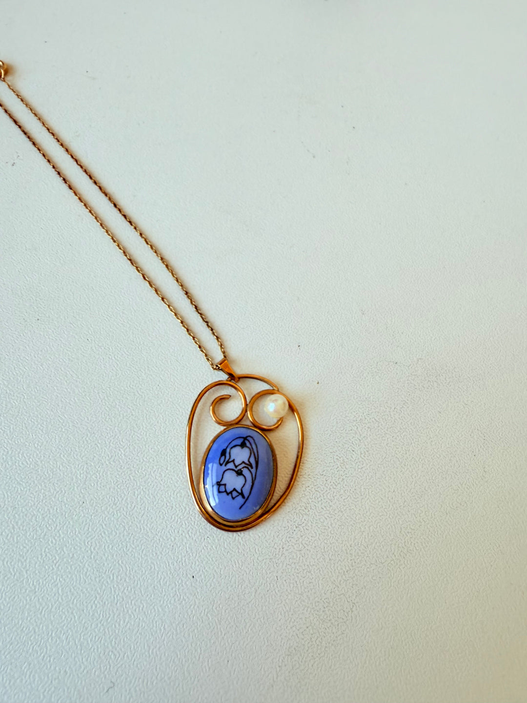 Copenhagen EG Blue Floral & Pearl Necklace