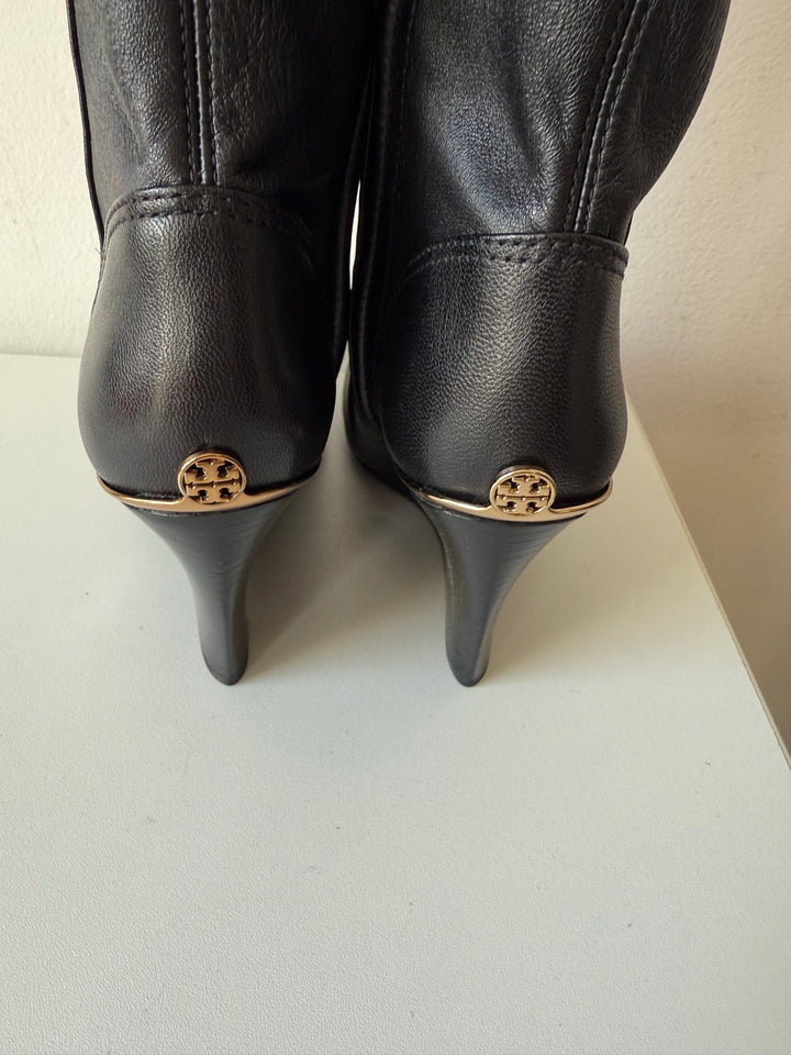 Tory Burch Black Leather Eedge Hendin Boots Size 9