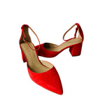 Ann Taylor Red Suede Block Heel Pumps Size 10