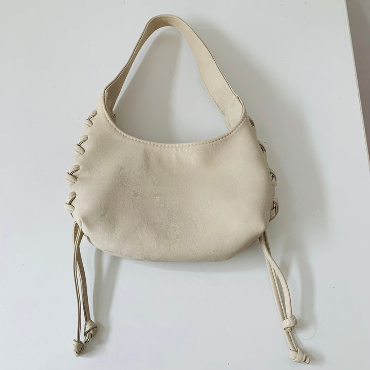 Off White Vegan Leather Mini Handbag