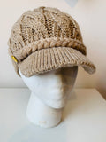 Calvin Klein Classic Knit Cable Paperboy Hat in Tan