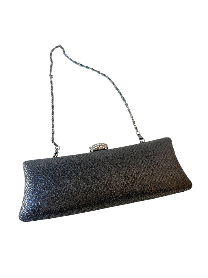 JNB Black Sparkly Rhinestone Clasp Evening Bag Clutch