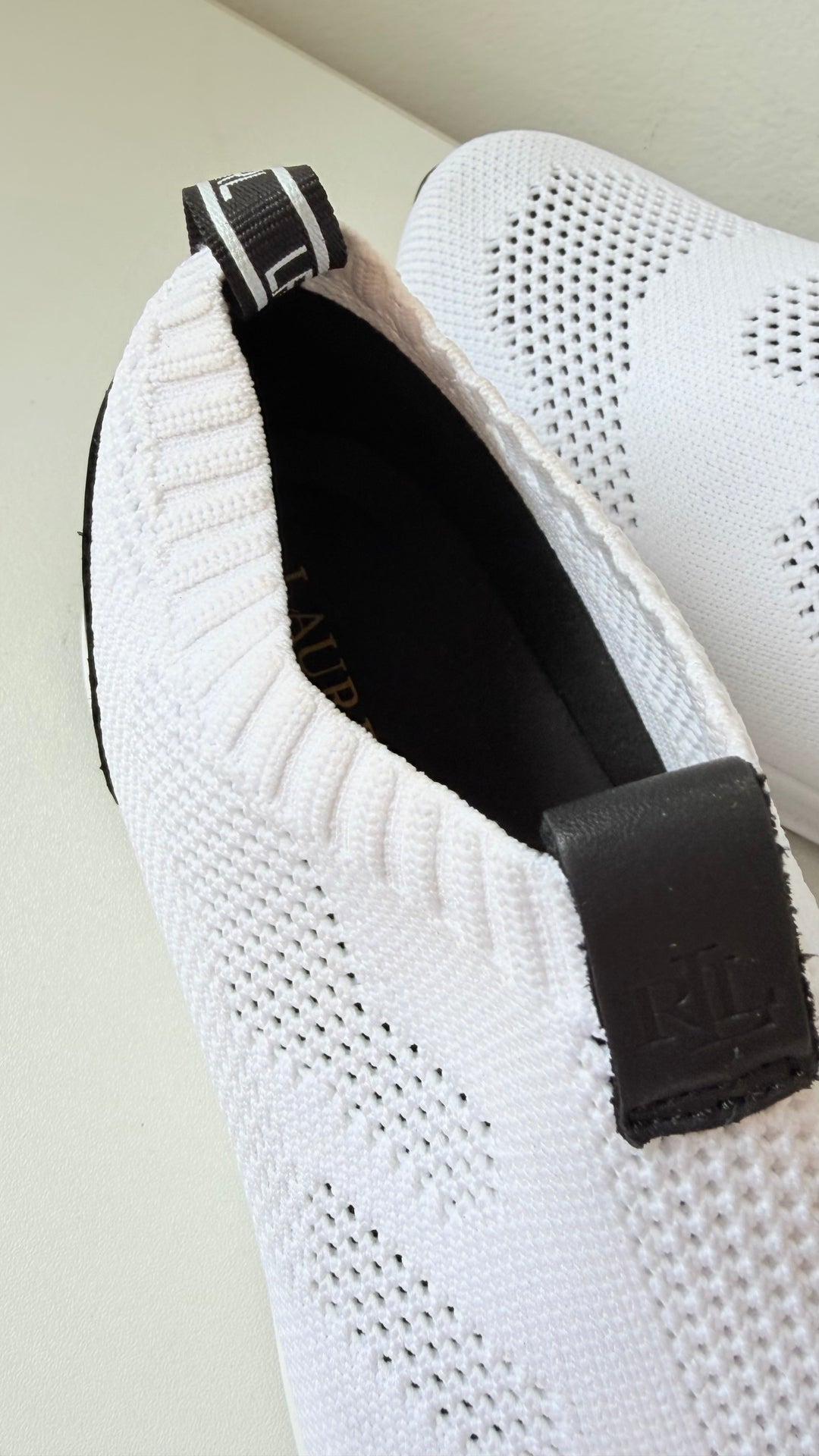 Ralph Lauren Kacie Slip On Sneakers In White & Black Size 8 New Women’s