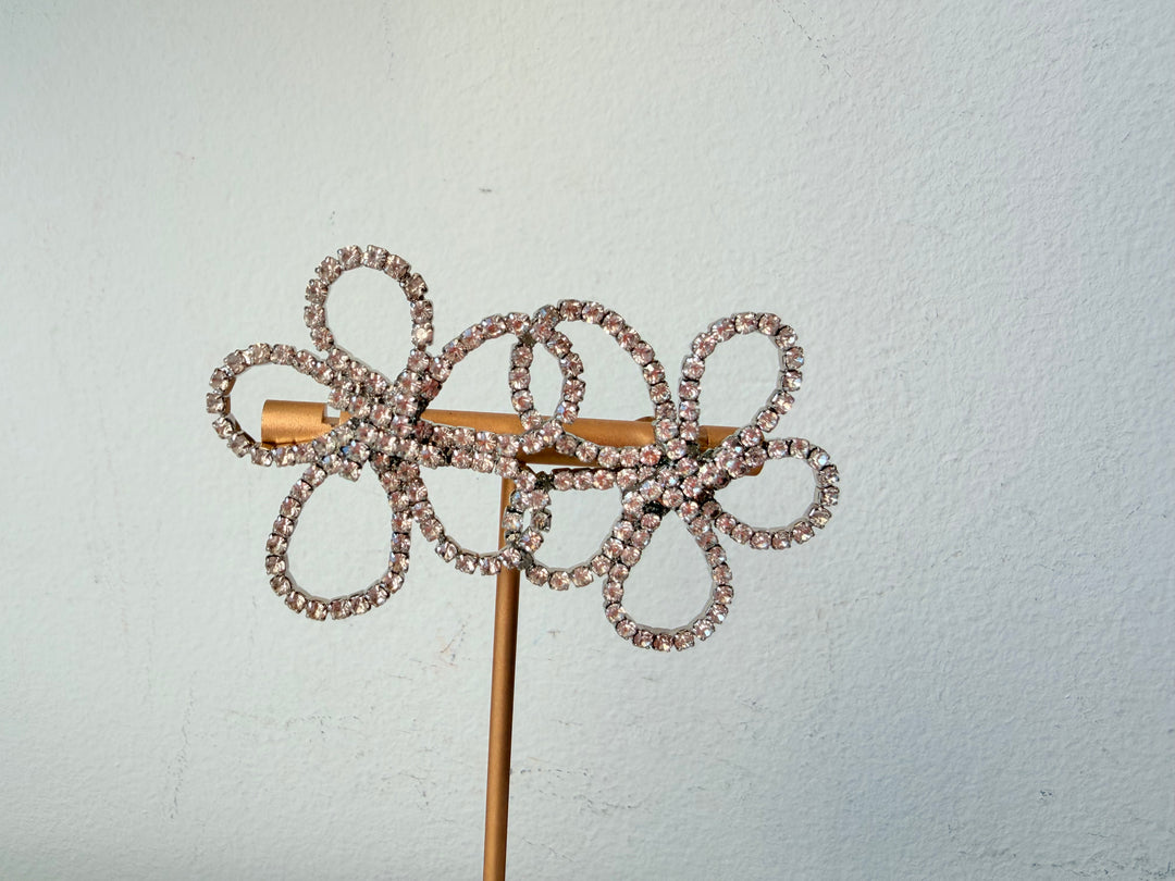 Rhinestone Flower Statement Pierced Earrings