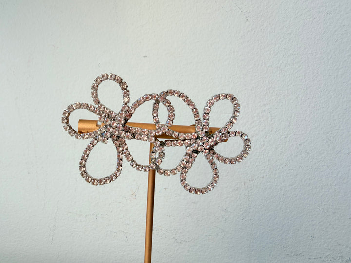 Rhinestone Flower Statement Pierced Earrings