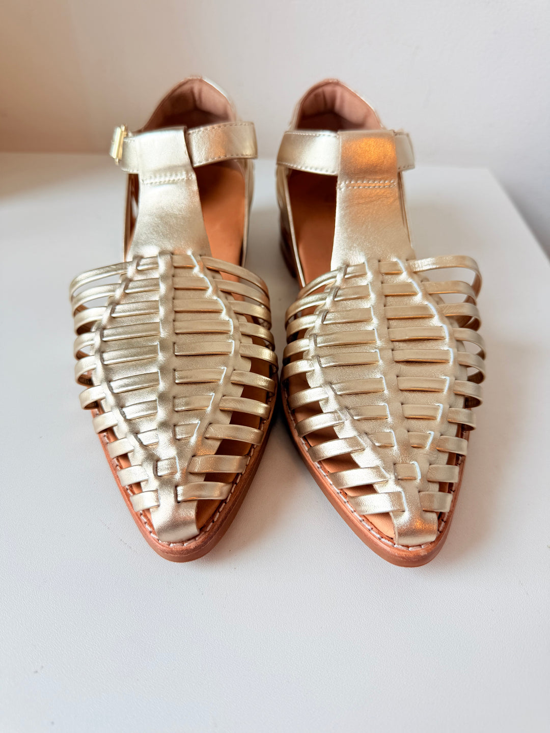 Bared Honeyguide Gold Mettalic Leather Size 40