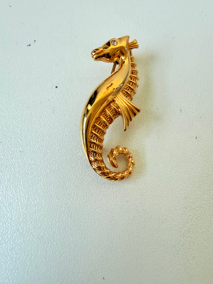 Monet Vintage Goldtone Sea Horse Brooch