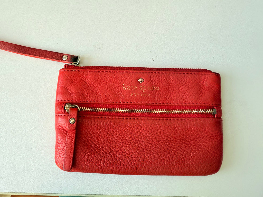 Kate Spade Cherry Red Pebble Grain Leather Wristlet