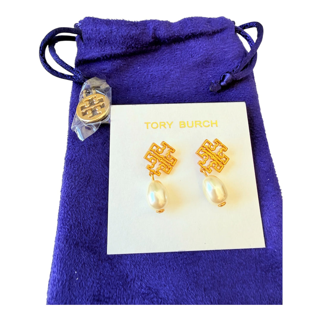 Tory Burch Britten Pearl Drop Pierced Earrings