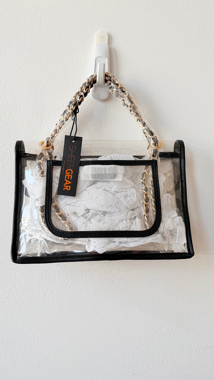Shear Gear Pastic Black & Gold Chain NWT Handbag