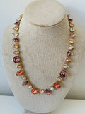 Givenchy Purple/Pink Multicolored Crystal Statement Necklace In Gold Tone