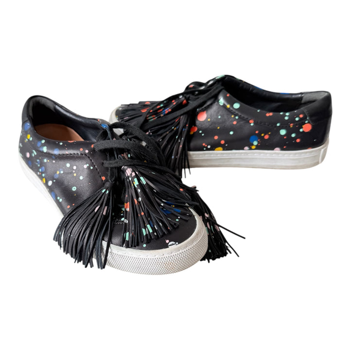 Loeffler Randall Logan Splatter Print Tasseled Leather Sneakers Size 7.5 Women’s