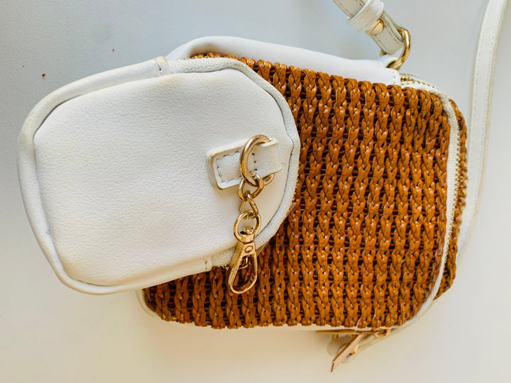 Mili & Lili White and Brown Woven Crossbody