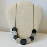 Erica Lyons Pewter And Silver-tone Textured  Disk Necklace