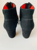Pas De Rouge Black Suede Button Detail Granny Boots Size 37