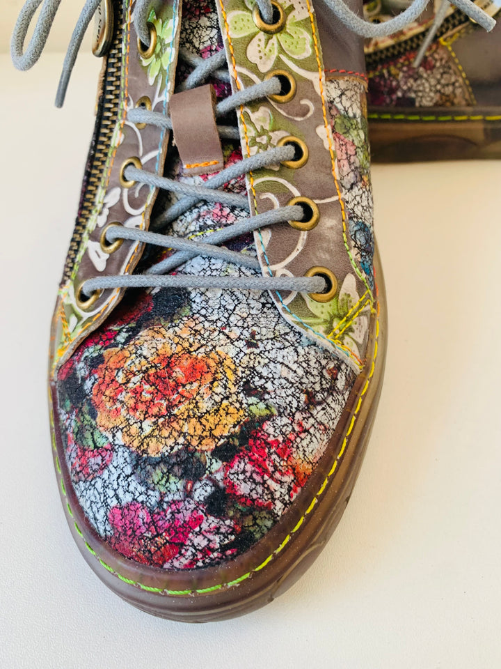 L’Artiste Spring Step Danli Delite Leather Floral Sneaker Size 40 (US 9.5-10)