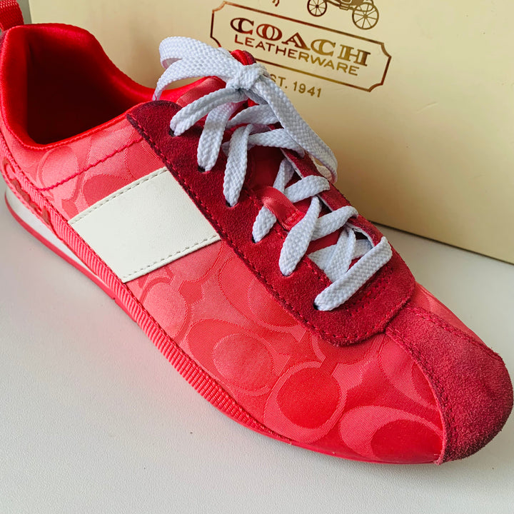 Coach Hadley Pink Lace Up CC Logo Sneakers Size 6.5