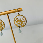 Anthropologie Dove Bird Circle Drop Earrings in Gold Tone