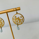 Anthropologie Dove Bird Circle Drop Earrings in Gold Tone