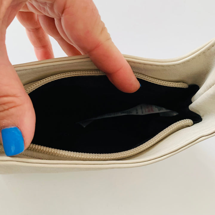 Off White Vegan Leather Mini Handbag