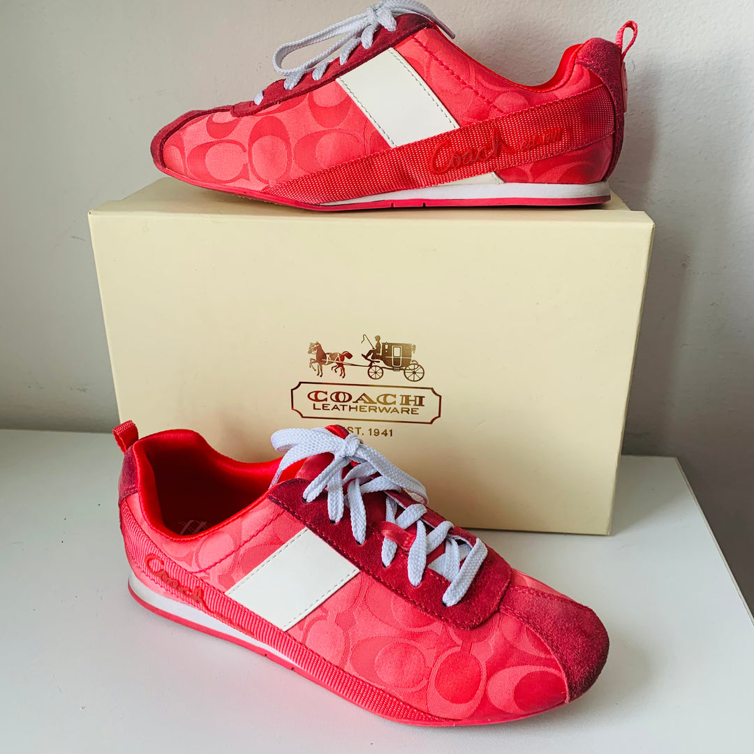 Coach Hadley Pink Lace Up CC Logo Sneakers Size 6.5