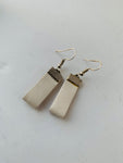 White Leather Silver Tone Pierced Earrings