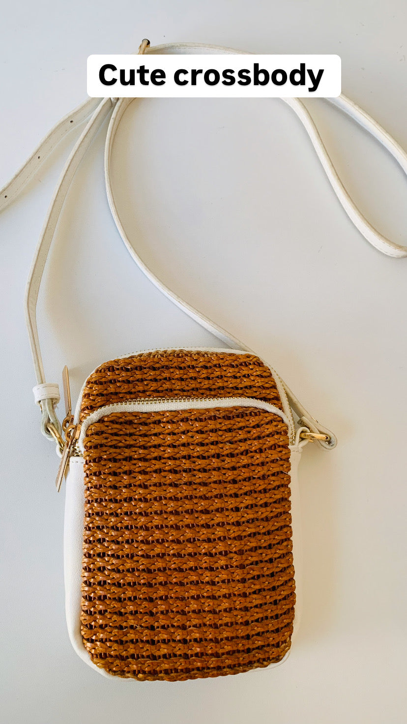 Mili & Lili White and Brown Woven Crossbody