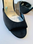Badgley Mischka Wynter Black Satin Jeweled Heel Sandals Size 9.5