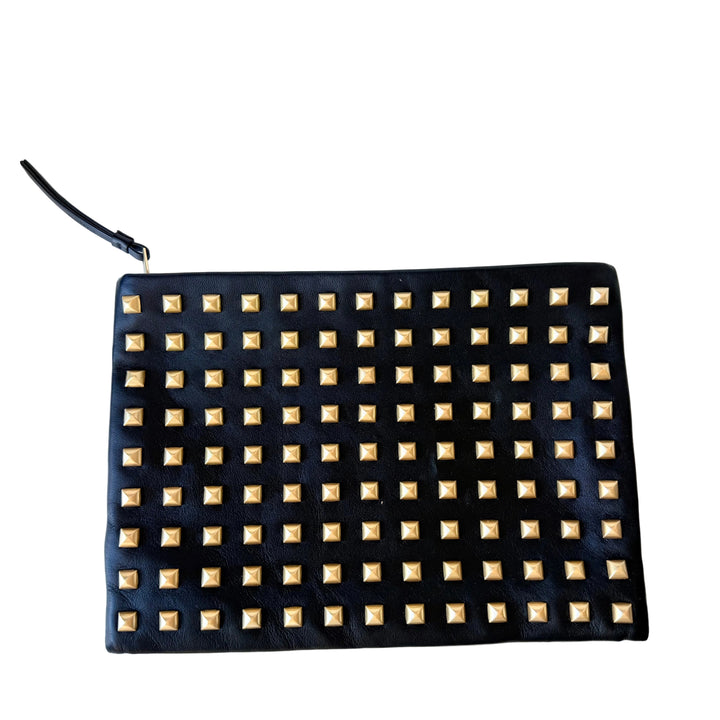 Allsaints Bettina Black Gold Studded Leather Clutch
