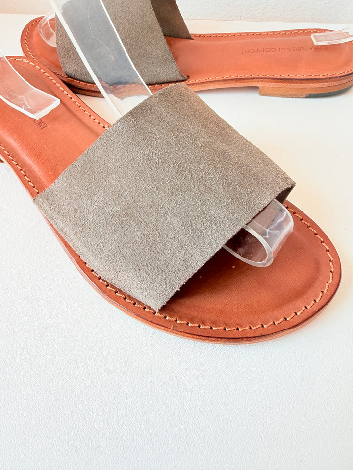 Creatures Of Comfort Brown/Grey Suede Slides Size 40
