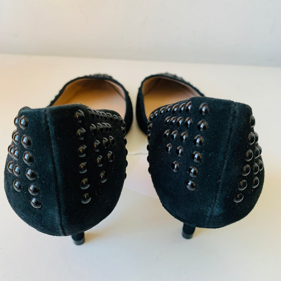 French Connection D’Orsay Black Studded Kitten Heels Size 10