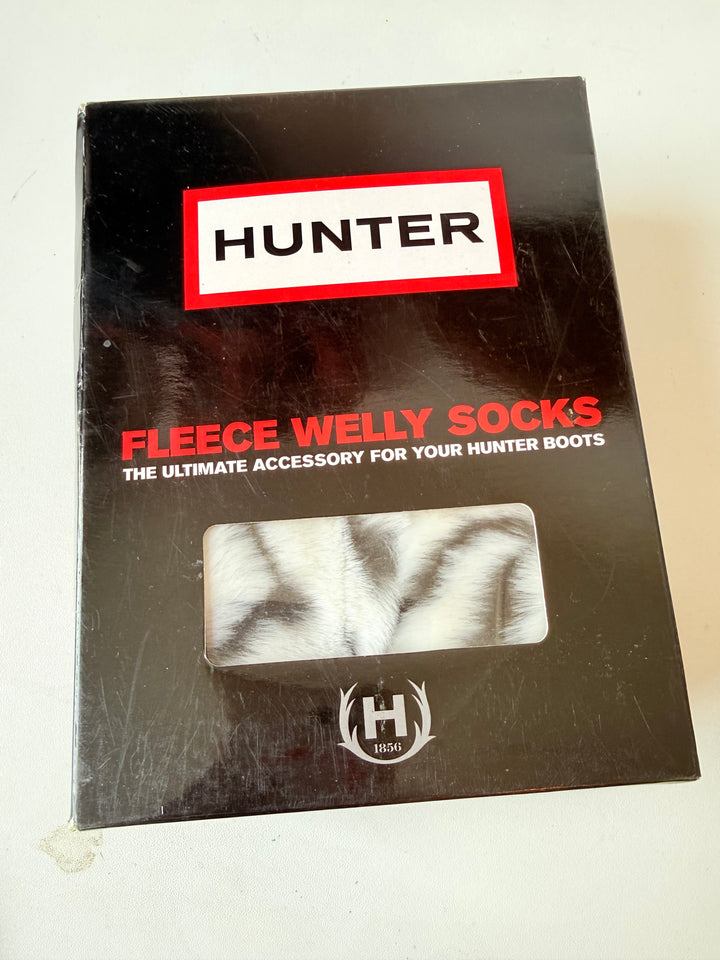 Hunter Fleece White Tiger Cuff Welly Socks New In Box Fits Women’s Size 8-10