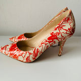 Nine West Tatiana Pointed Stiletto Pump In Orange & White Size 10.5