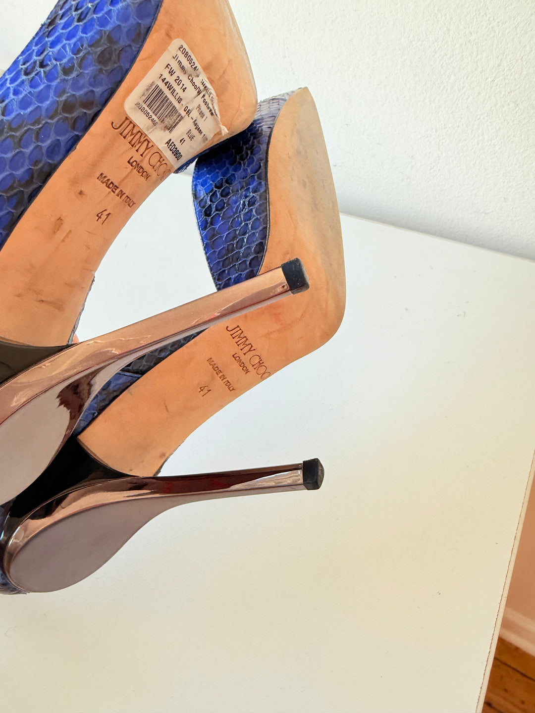 Jimmy Choo Anouk Blue Snakeskin d’Orsay Pumps Size 41 Authentic