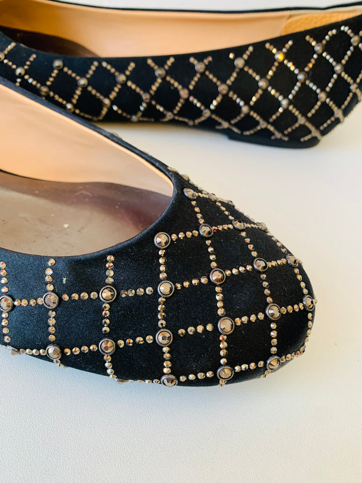 Badgley Mischka Black and Gold Ballet Flats Size 10